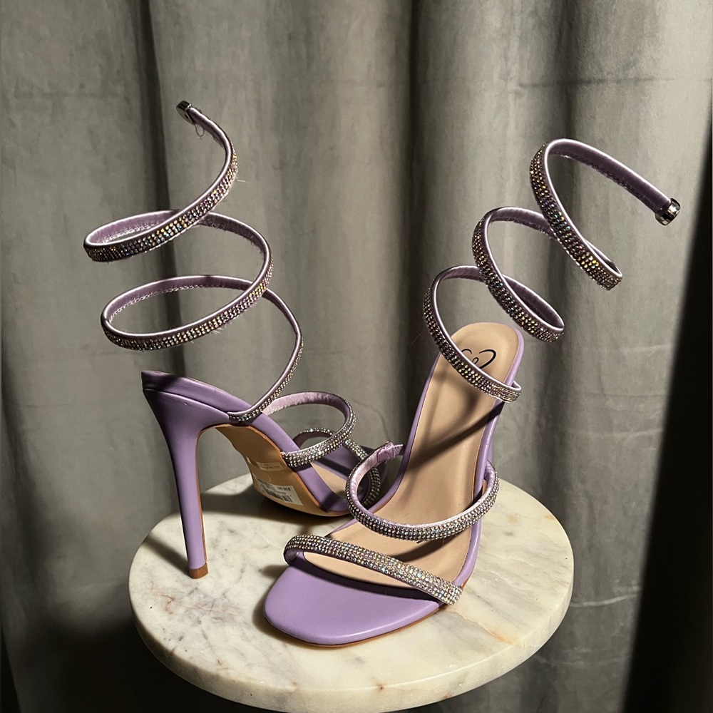 Windsor Lavender Spiral Strap Rhinestone High Heels - Women